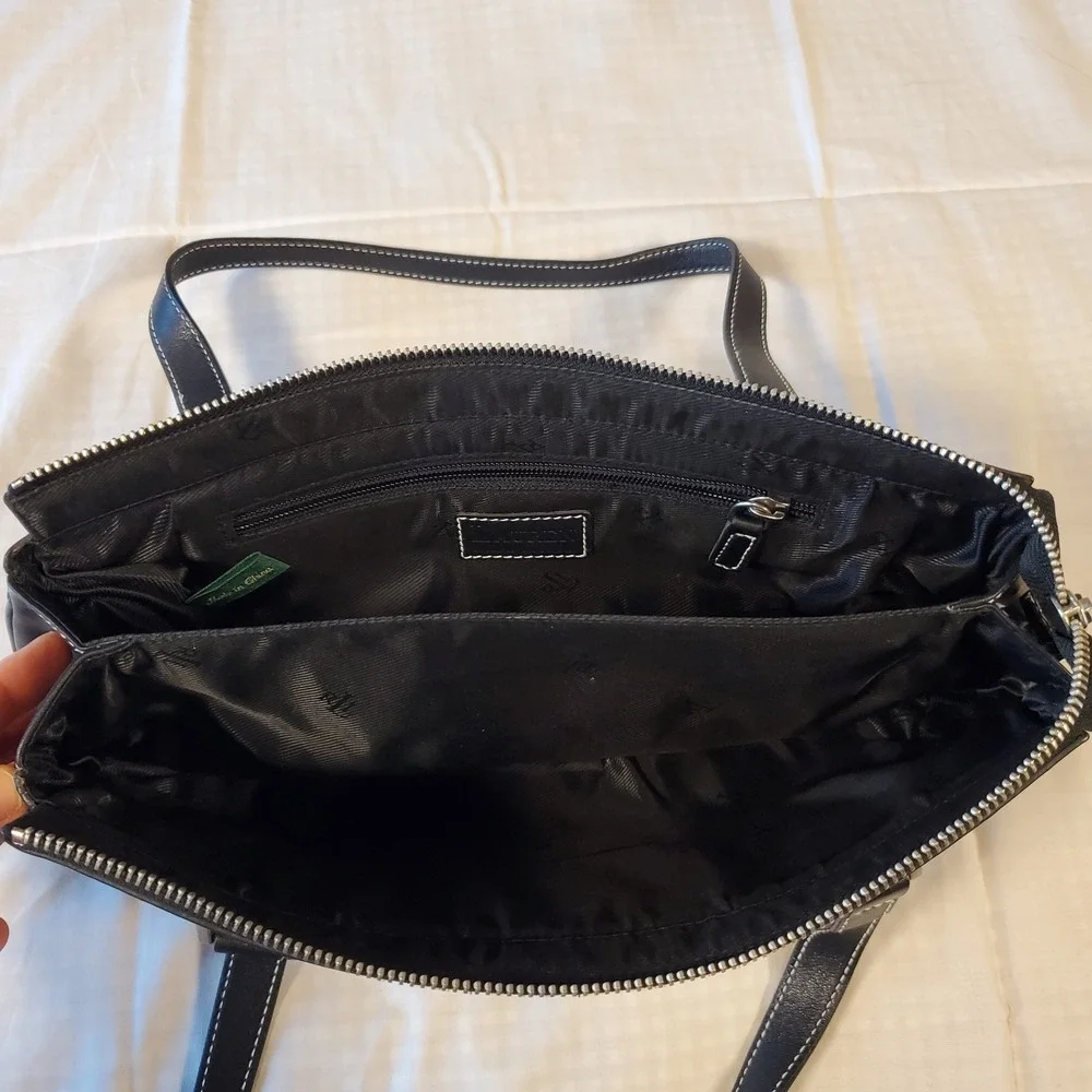 lauren ralph LRL Bag satchel handbag Black Turn Key Lock Top Handles Purse‎ Vtg
